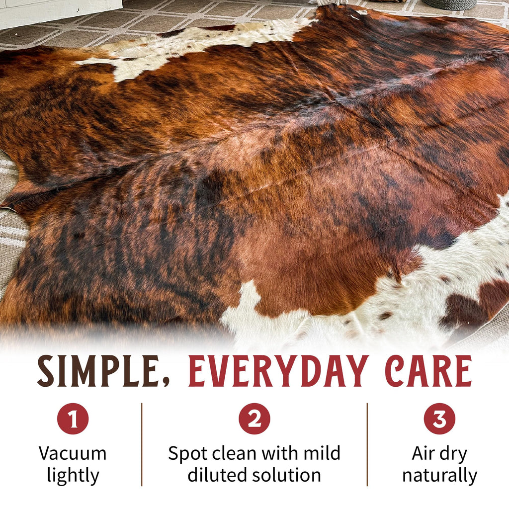 HIDES BAZAAR Brown Brindle Cowhide Rug 5x7 ft, Real Hair on Hide Area Rug