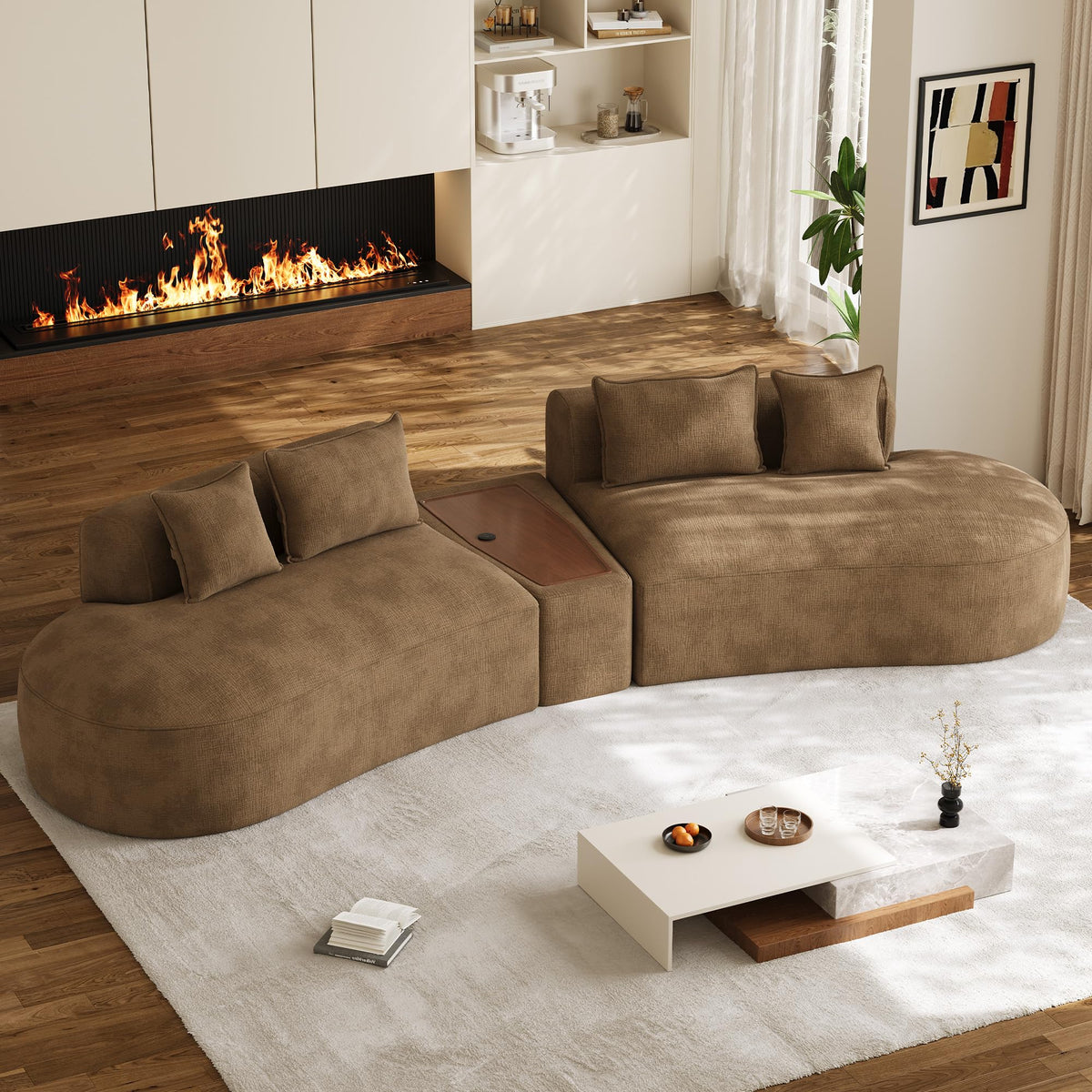 Oversized Chenille Cloud Sectional with Pillows