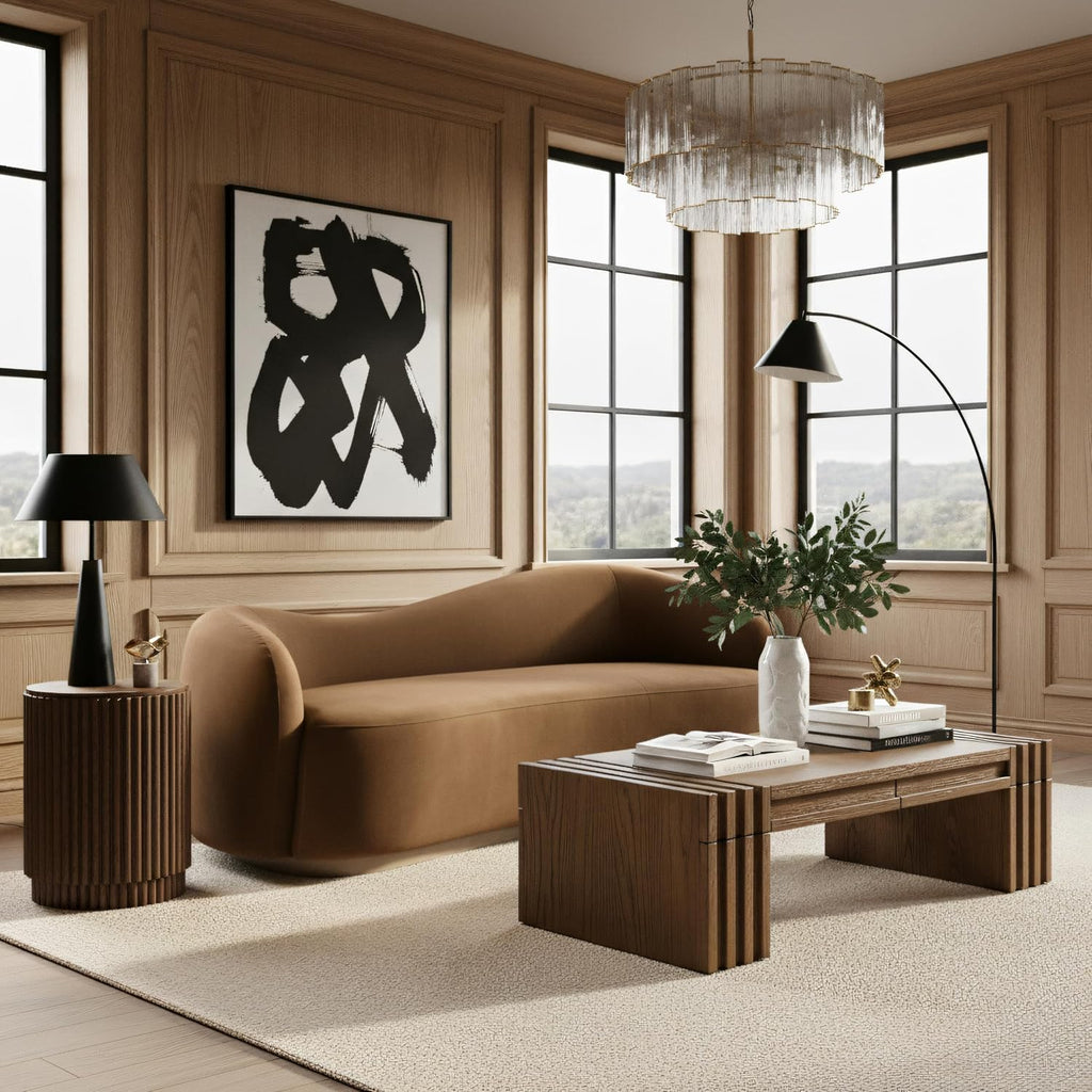 Meridian Gustavo Art Deco Velvet Loveseat