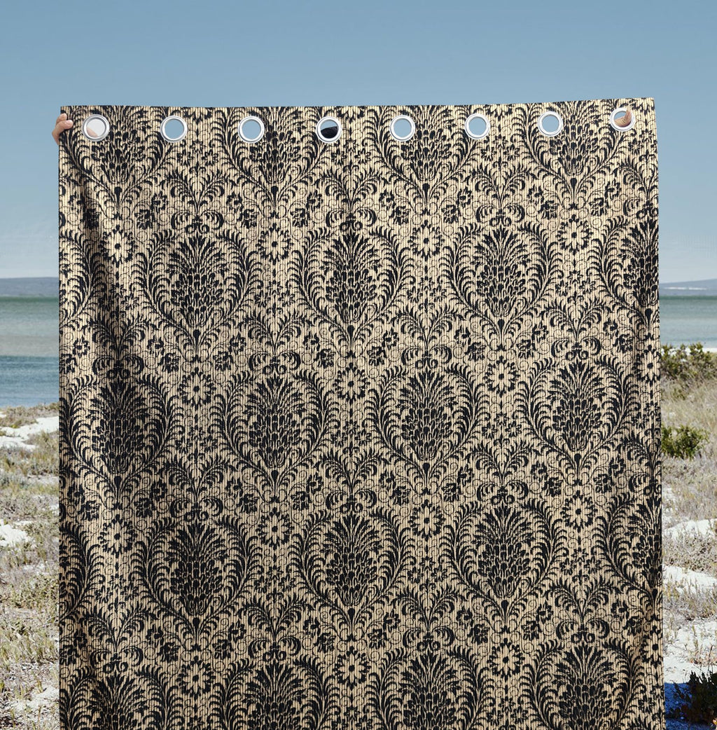 Damask Foil-Print Velvet Blackout Curtains