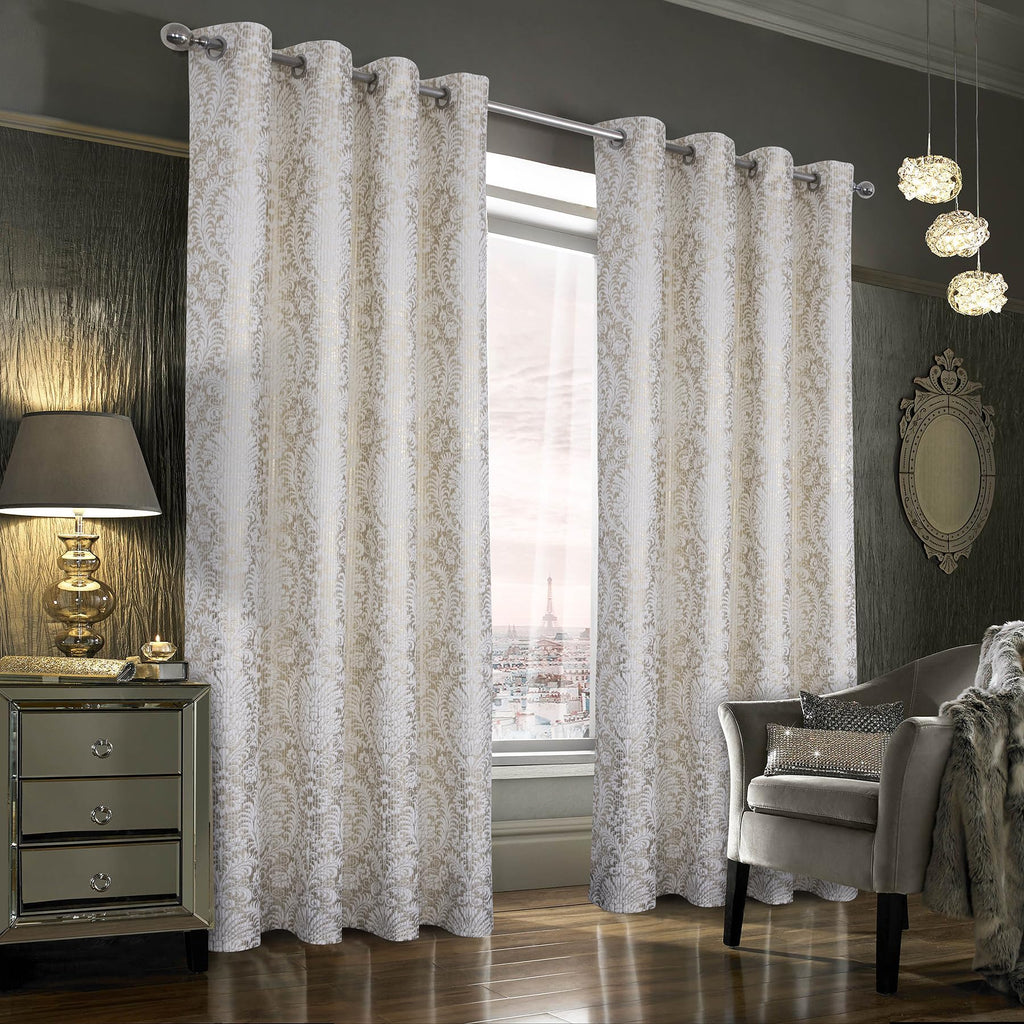 Damask Foil-Print Velvet Blackout Curtains
