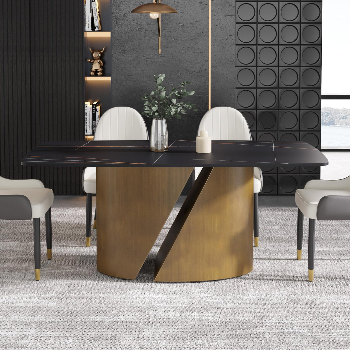White Sintered-Stone Dining Table