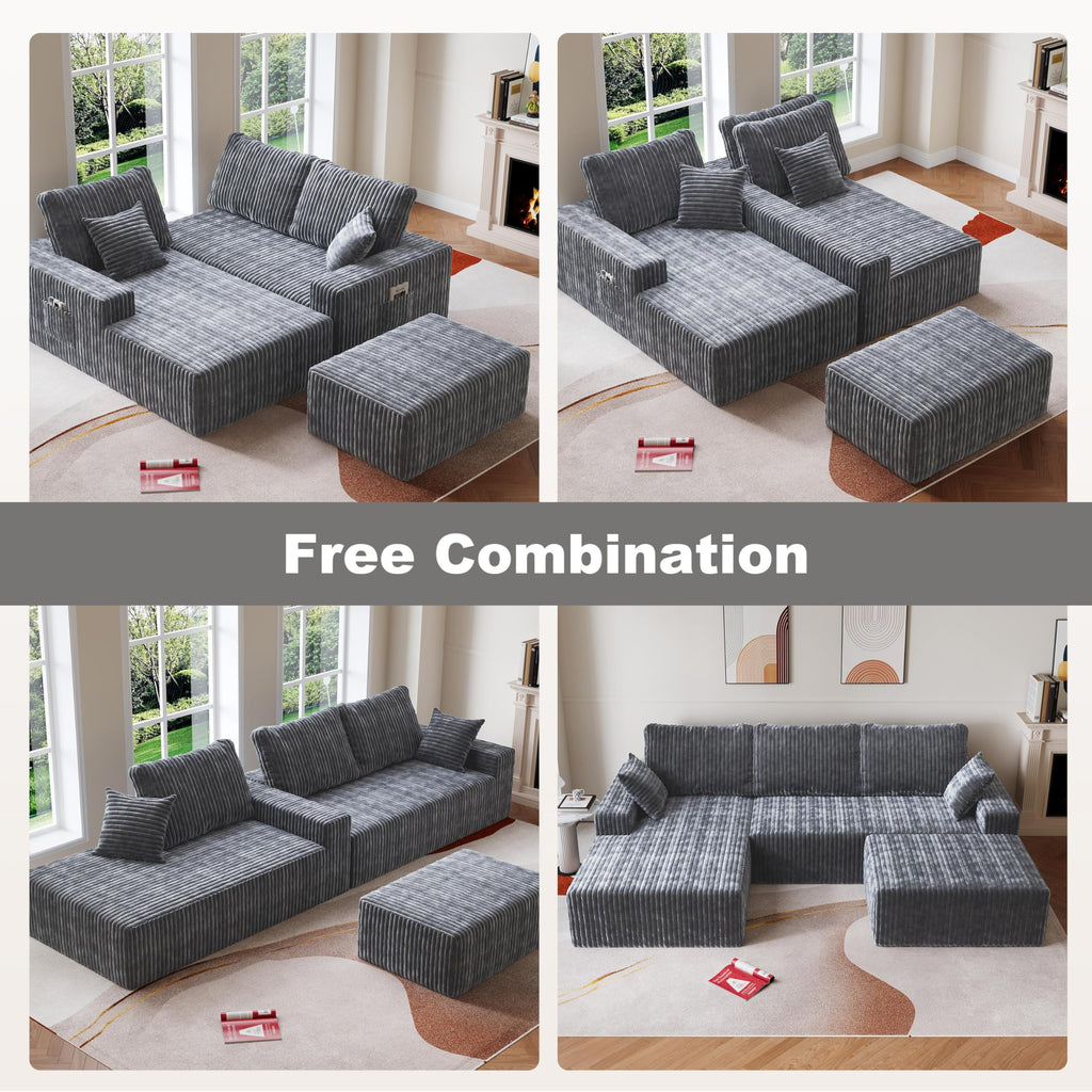 Modular L-Shaped Memory Foam Sectional Sofa