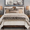 Paseo Road Chalet Aztec 3 Piece King Cream Brown Chenille Comforter Set