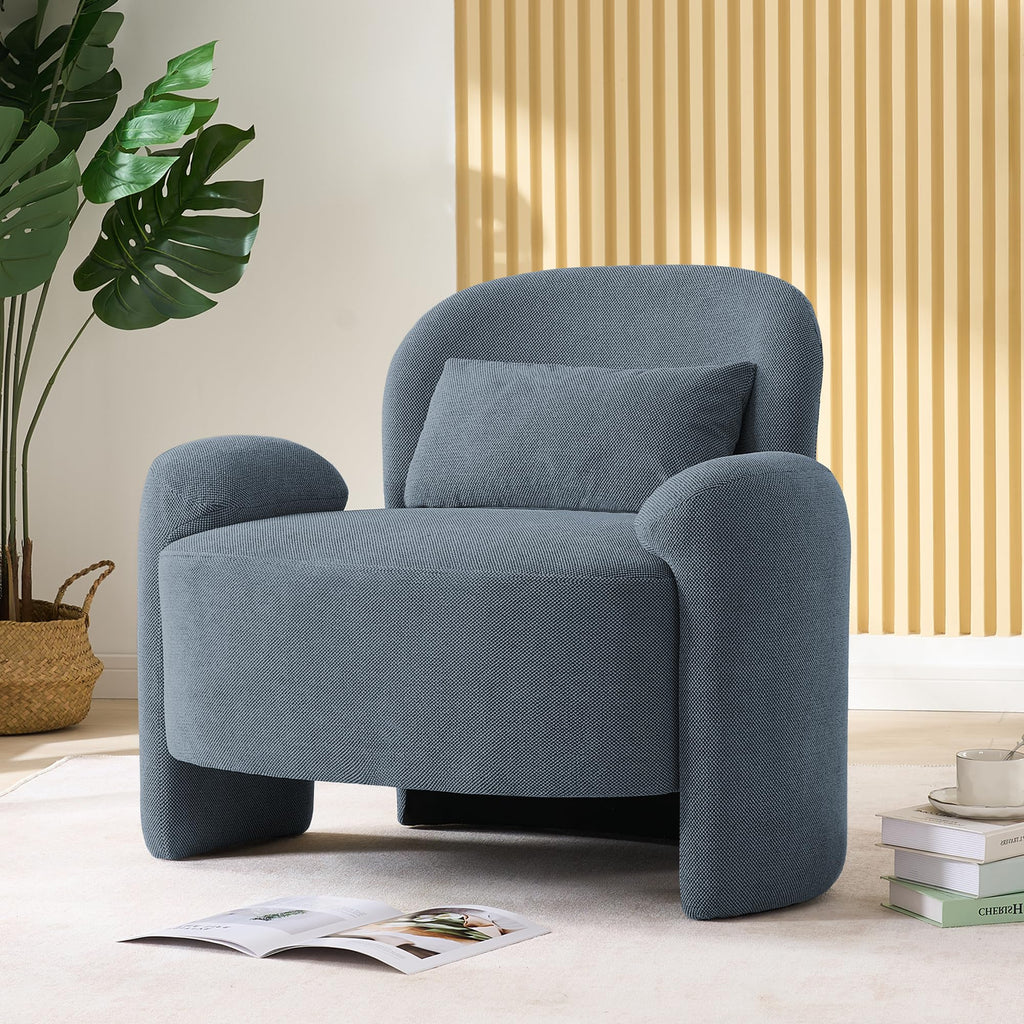 LOULENS Accent Chair Set of 2, Linen Fabric Lounge Armchair, Yellow