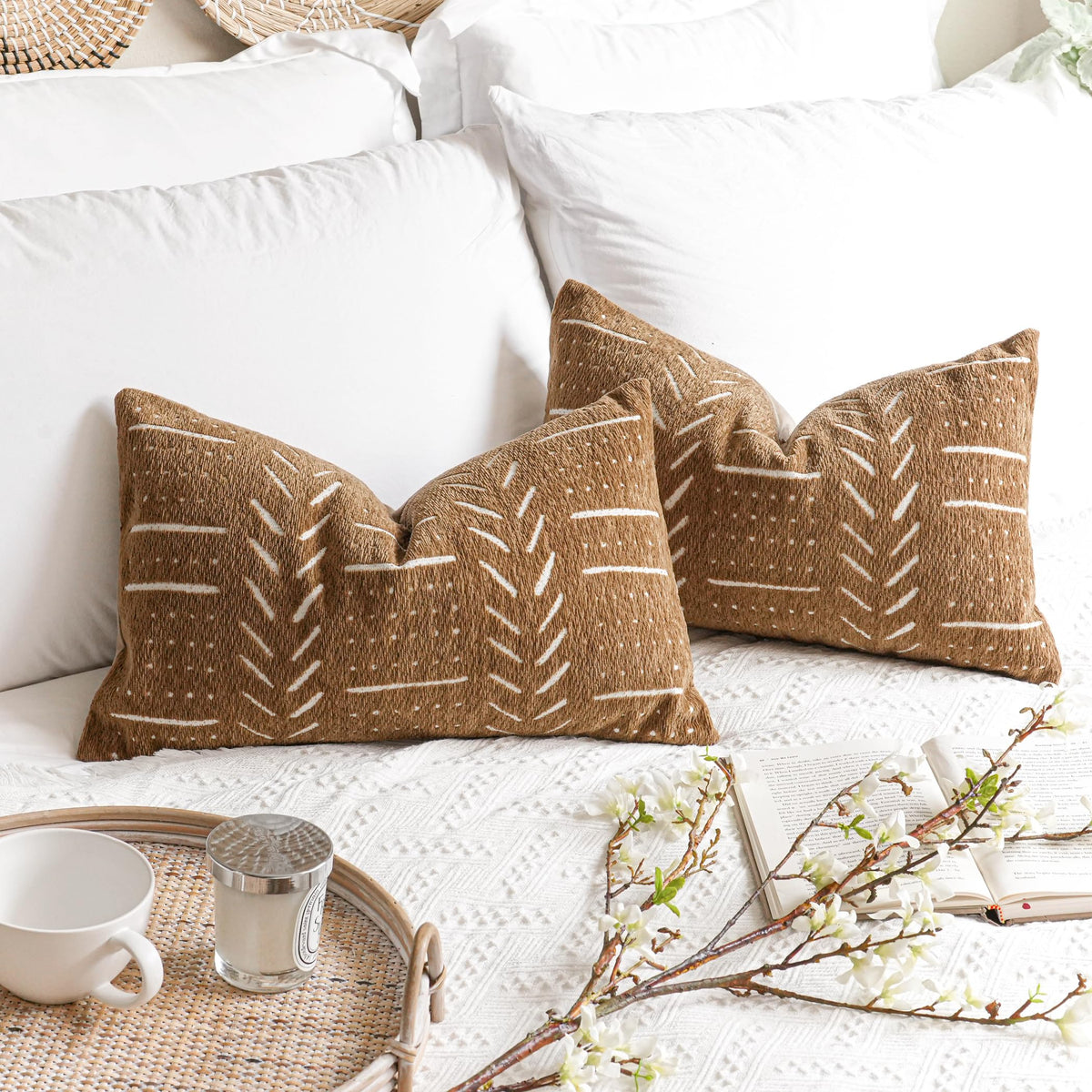 Decorative Throw Pillow Covers 18X18 Set of 2