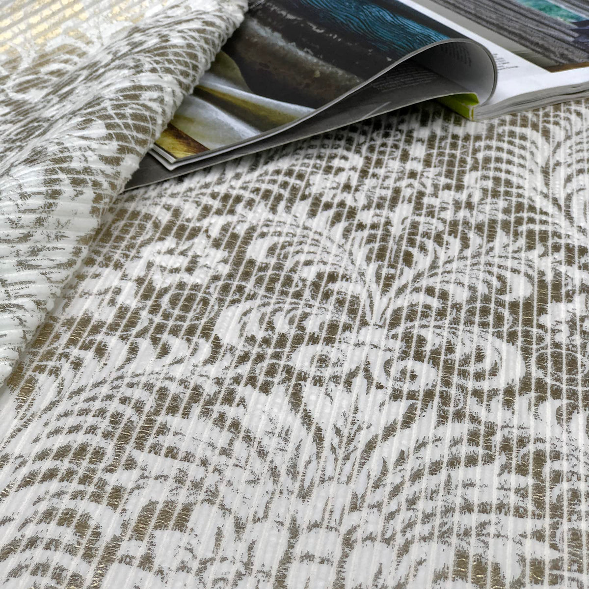 Damask Foil-Print Velvet Blackout Curtains