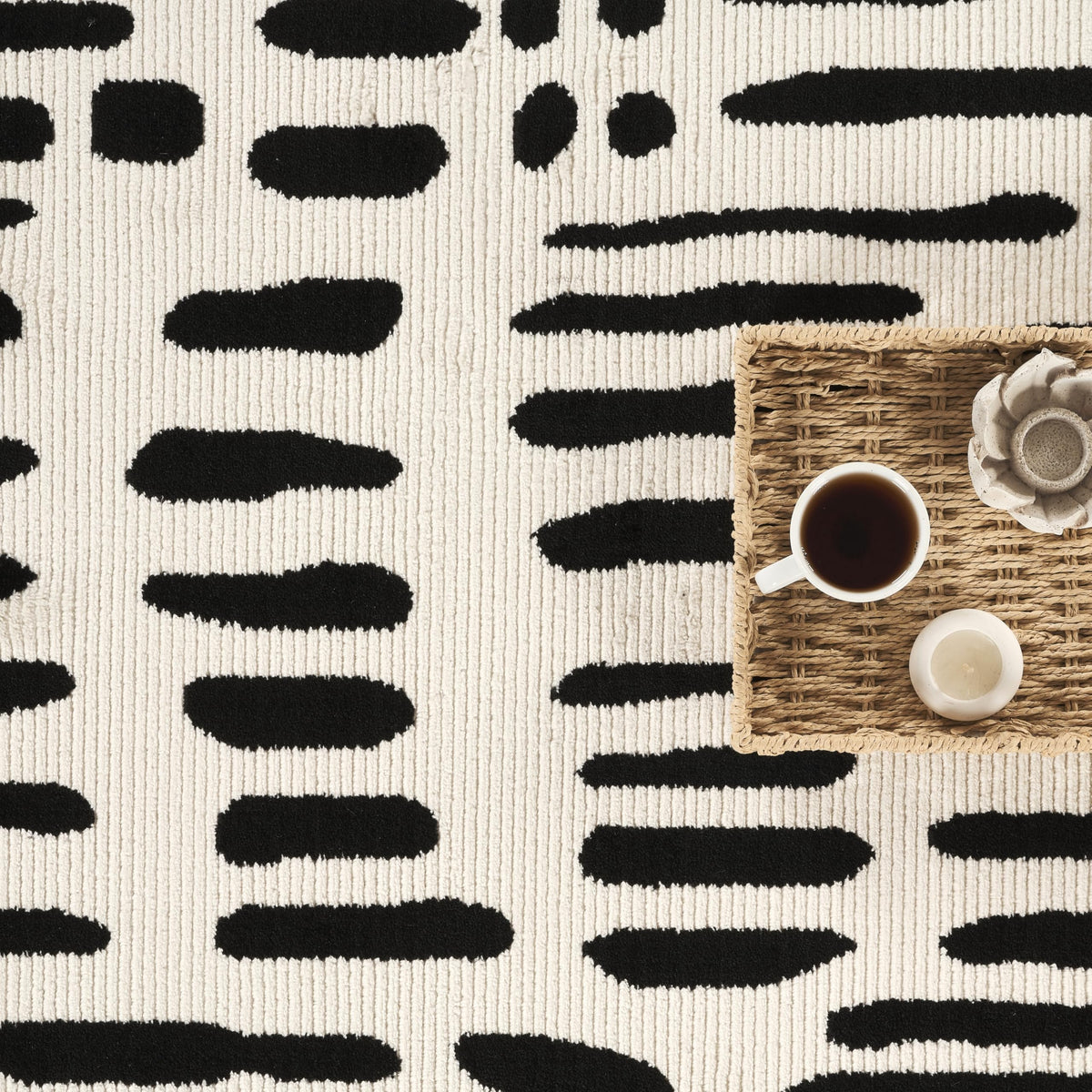 Abani Geometric Beige/Black Area Rug -6'x9' - Modern 3D Lines Design - Deco