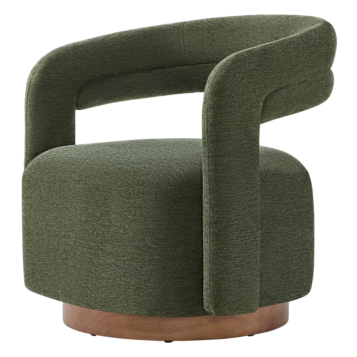 KISLOT, Swivel Accent Chair, Modern Arm Chair with Wooden Base, Cream