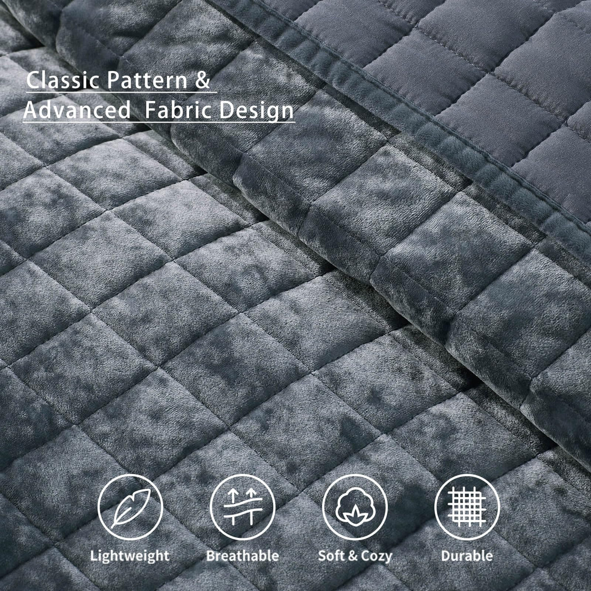 LEAONME Velvet Quilt King Size-98''x106''