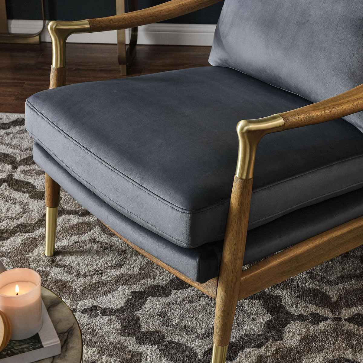 Modway Langford Stain-Resistant Performance Velvet Armchair – Mid Century Modern