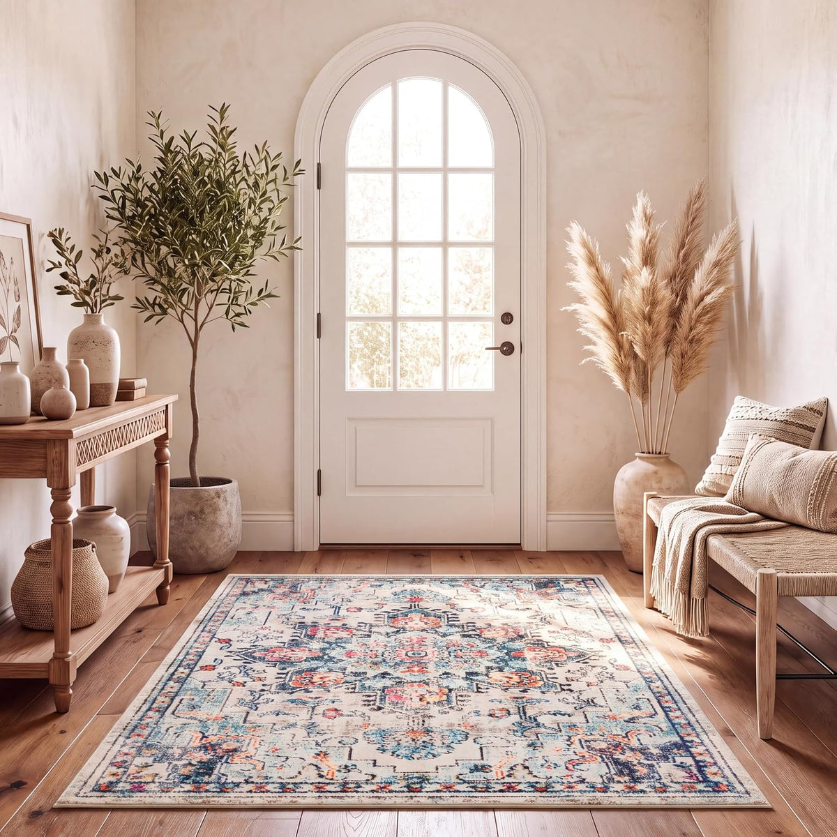 SAFAVIEH Madison Area Rug 8'x10', Traditional Ivory & Light Blue MAD473D