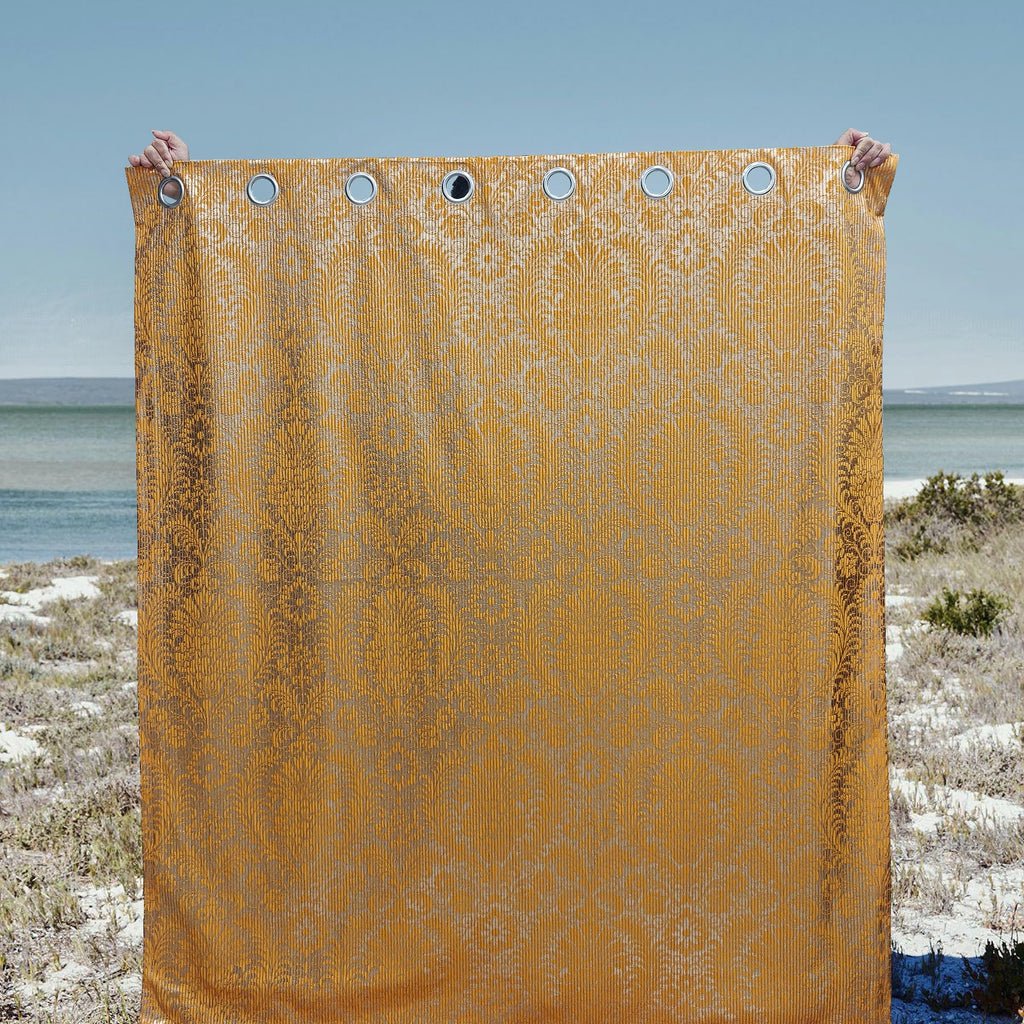 Damask Foil-Print Velvet Blackout Curtains