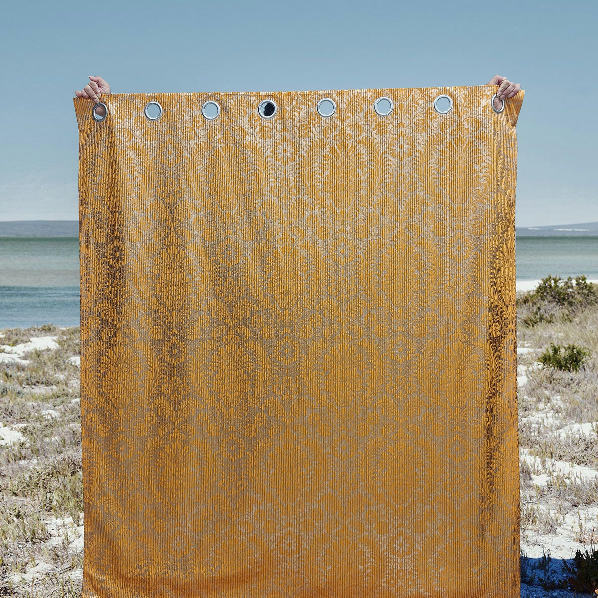 Damask Foil-Print Velvet Blackout Curtains