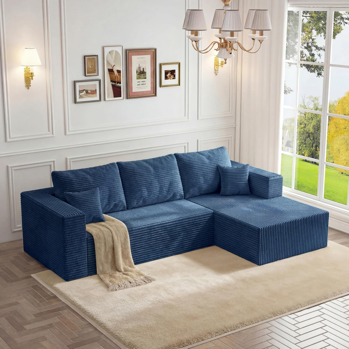 118" Modular Sectional Sofa with Chaise&Ottoman