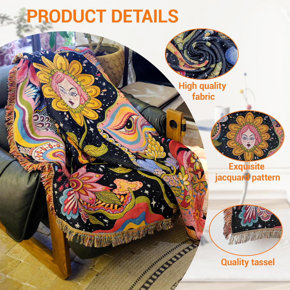 Reversible Boho Woven Throw Blanket