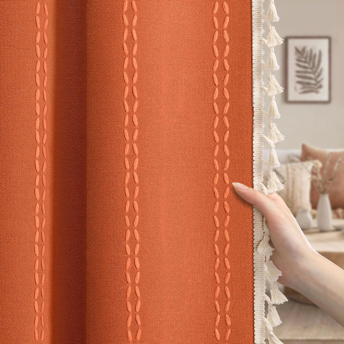 Boho Tassel Blackout Curtain Set