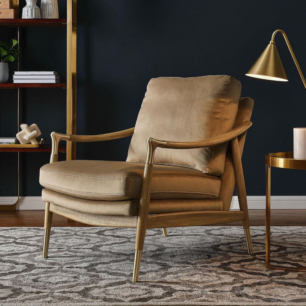 Modway Langford Stain-Resistant Performance Velvet Armchair – Mid Century Modern