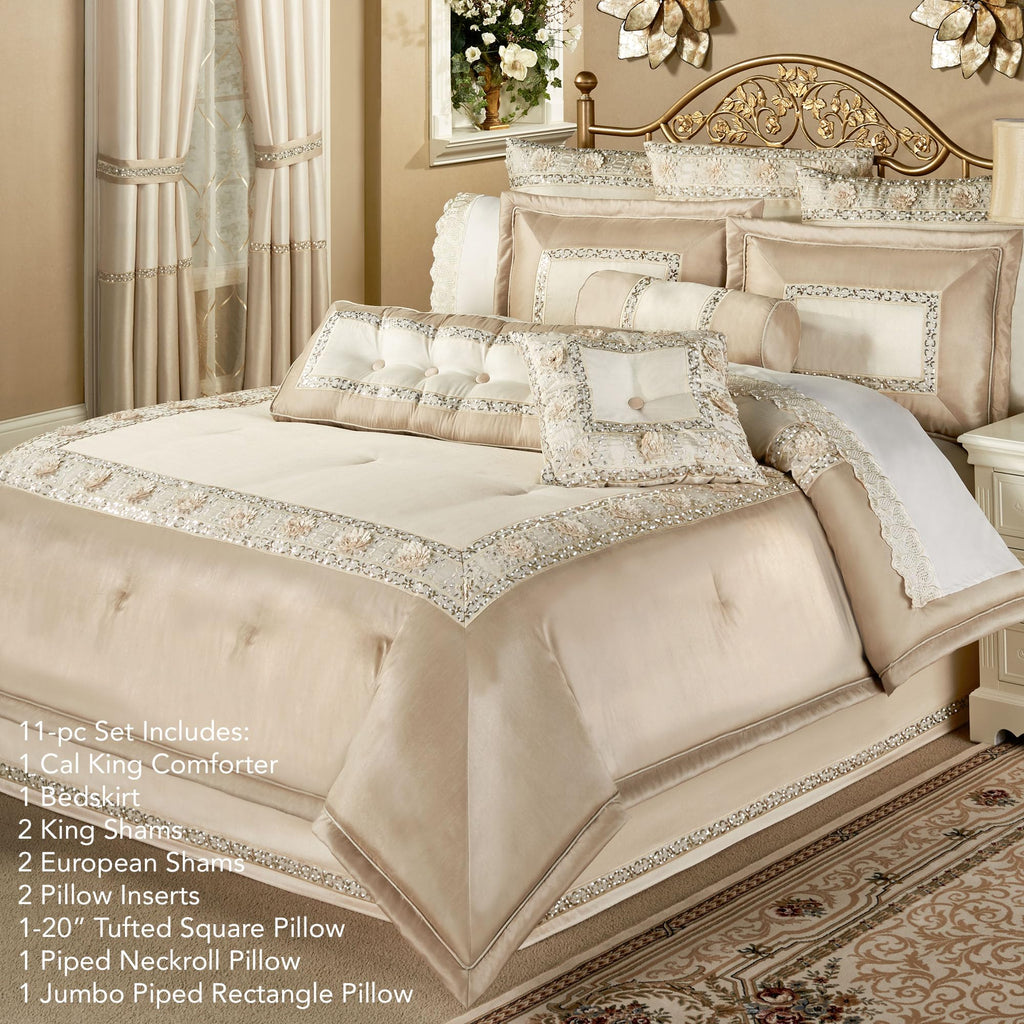 Touch of Class Luxury Elegante Faux Silk Comforter Bedding, Queen, 4 Pc Set
