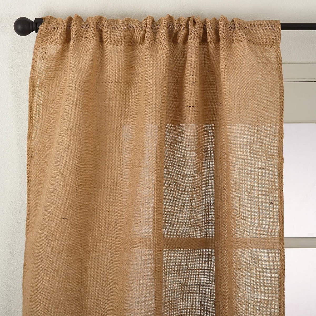 Open-Wave Burlap Rod-Pocket Curtain Panel