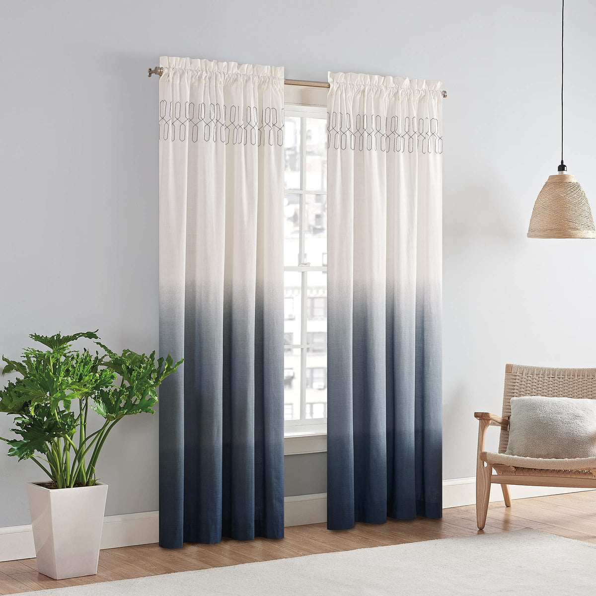 Boho Ombre Rod-Pocket Curtain Panel