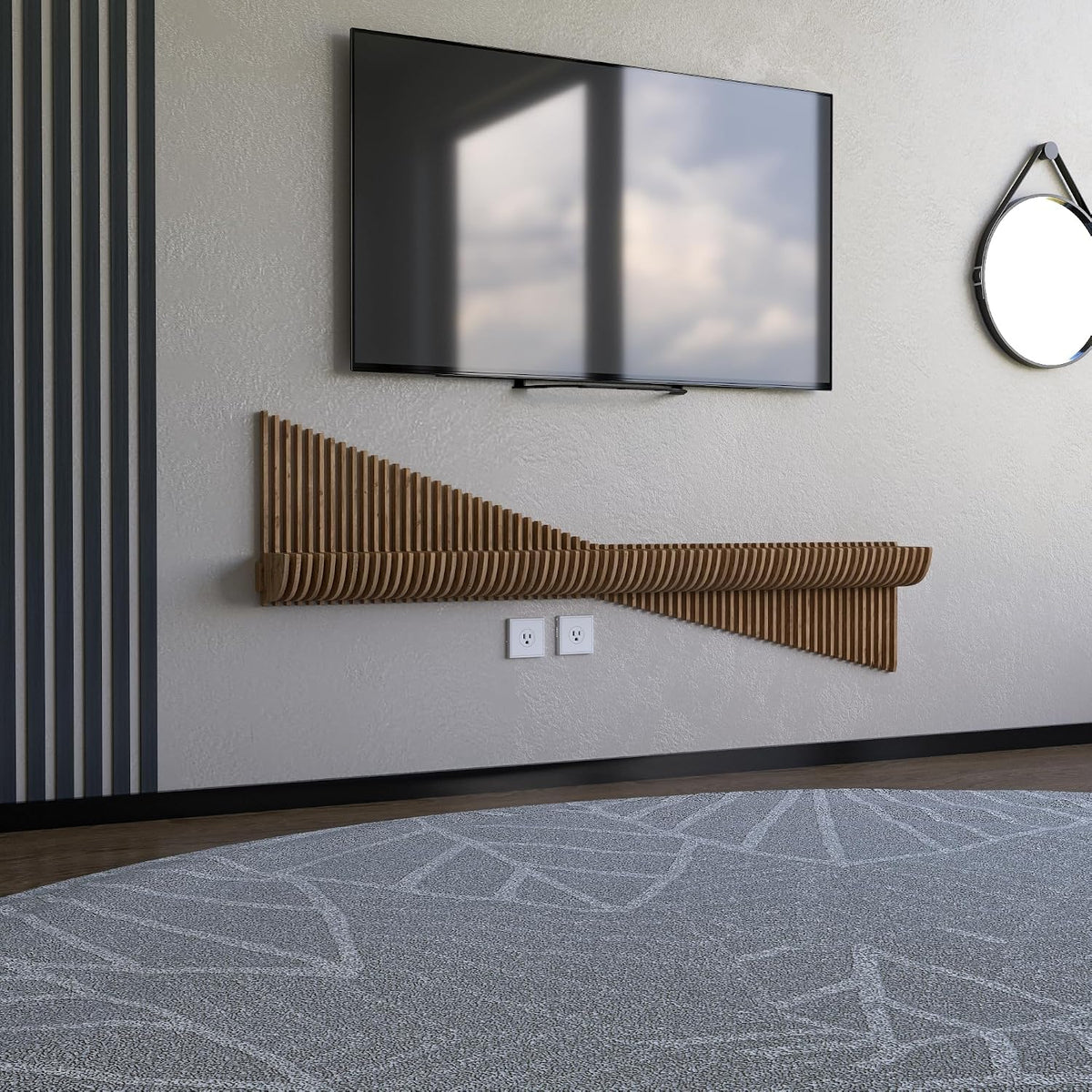 60-Inch Parametric Oak Floating Shelf
