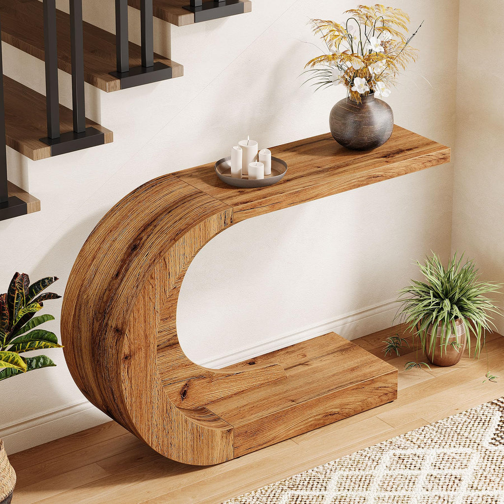 Mid-Century C-Shaped Console Table