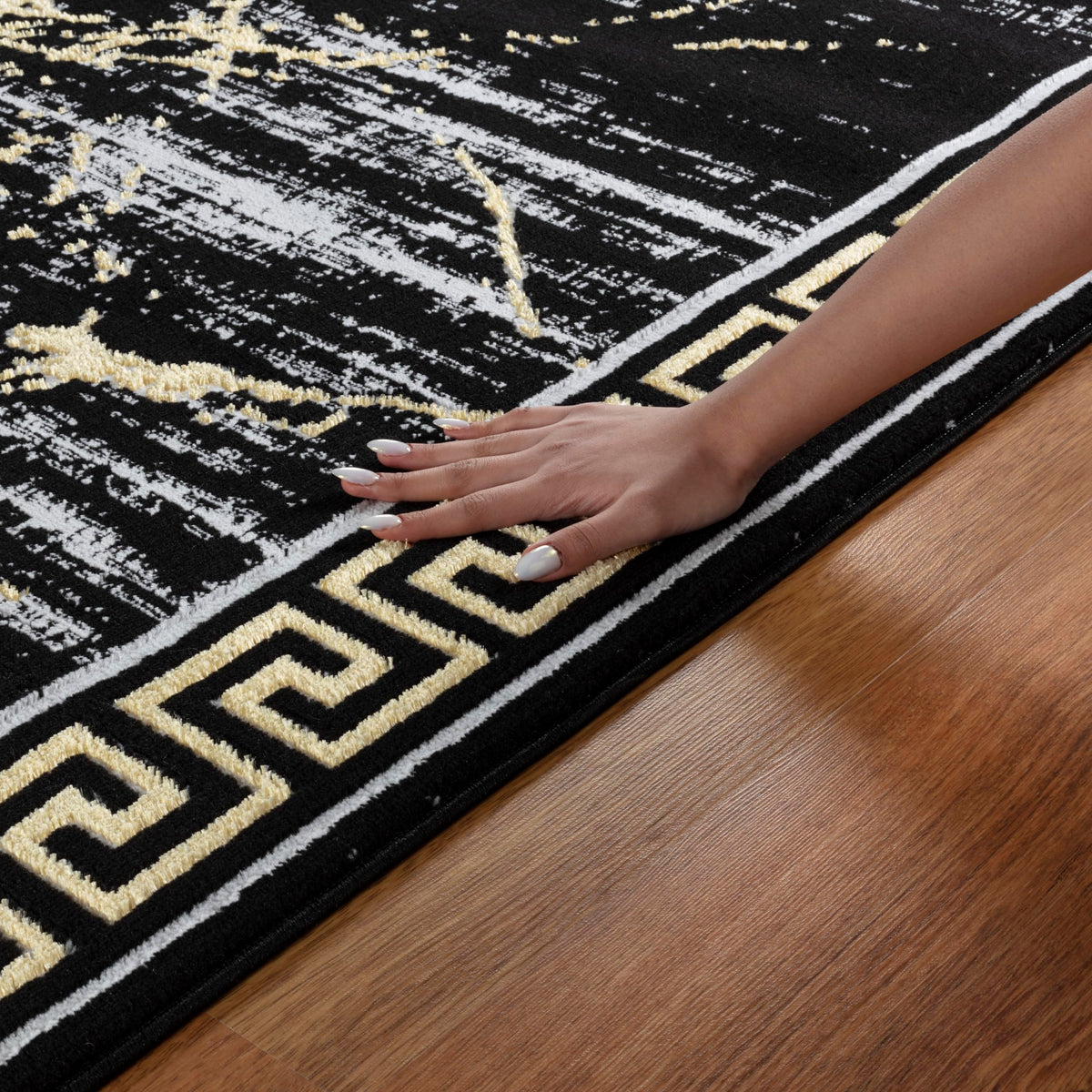 GLORY RUGS Area Rugs Marble 5X7 Cream Gold Carpet Modern Abstract Rug Living Room