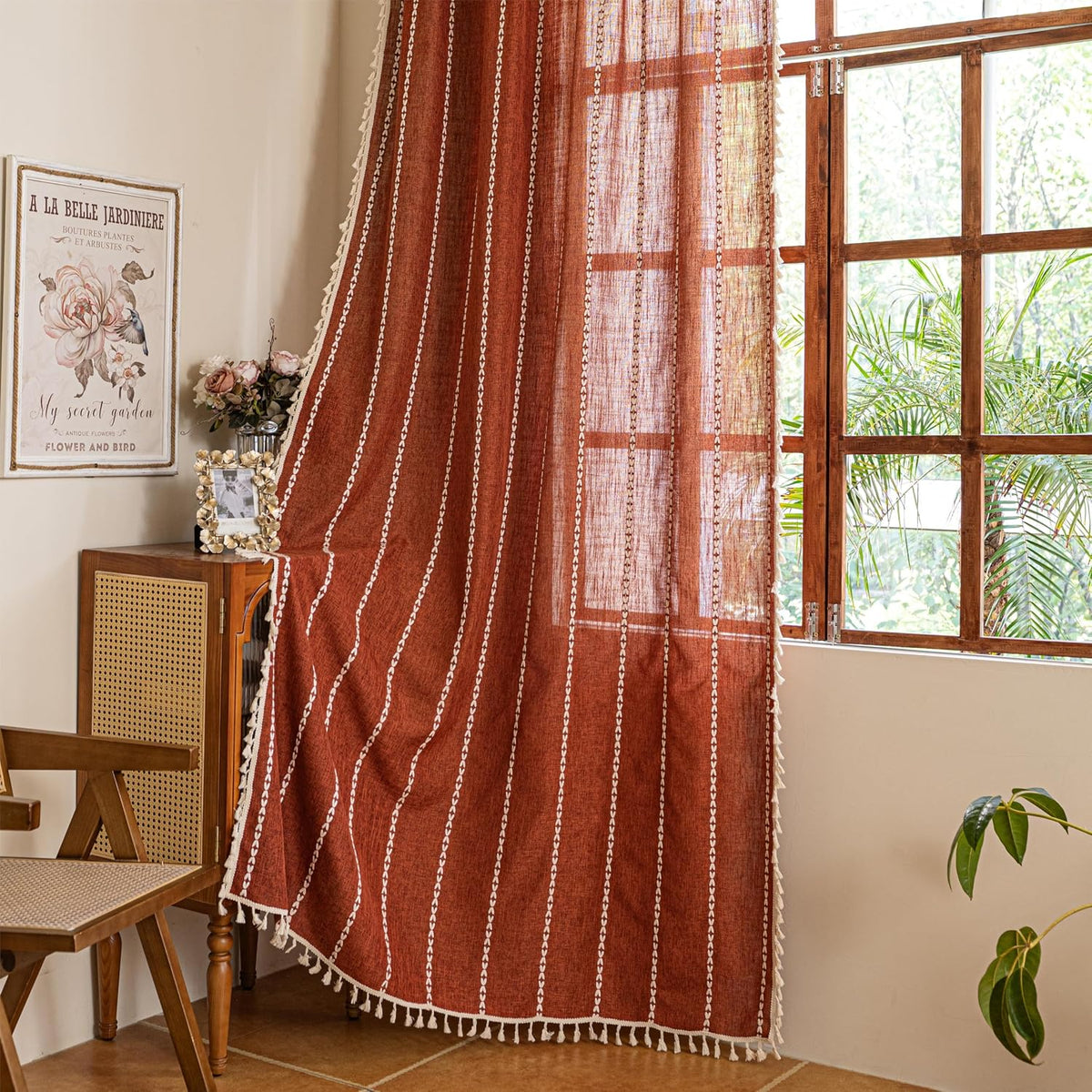 Boho Tassel Rod-Pocket Curtain Panel