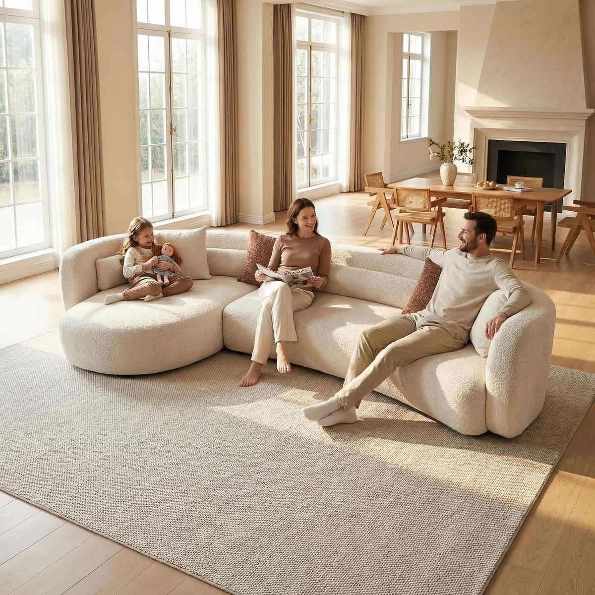 102.36" Curved Sectional Sofa, Gray Velvet 4-Seat Couch