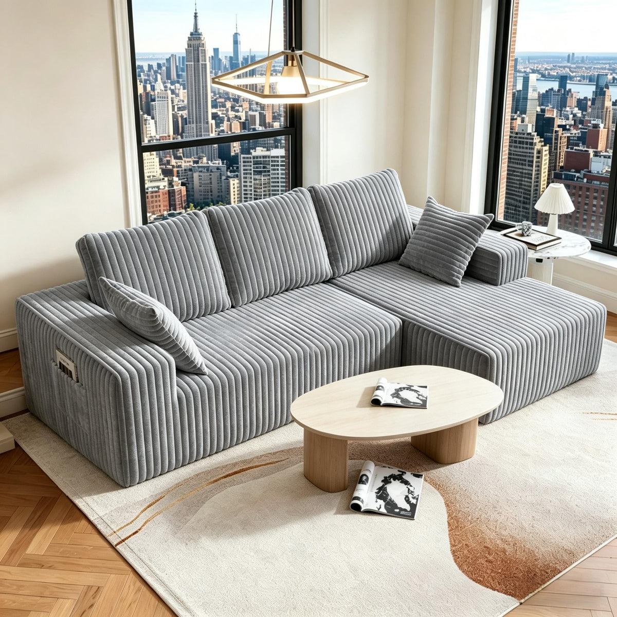 Modular L-Shaped Memory Foam Sectional Sofa