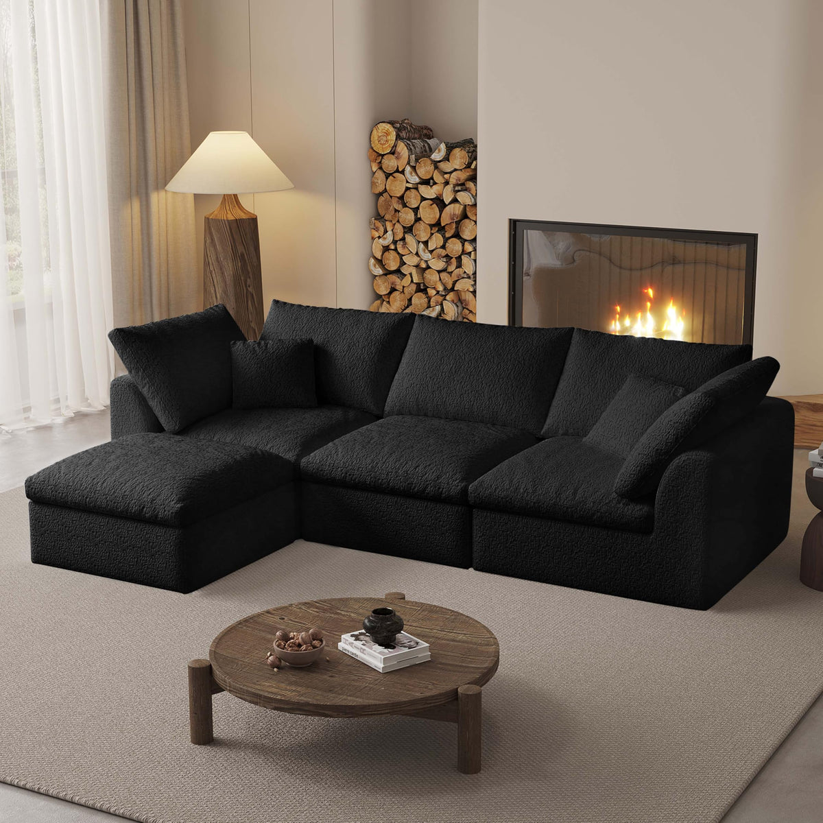 Modular L-Shaped Memory Foam Sectional Sofa