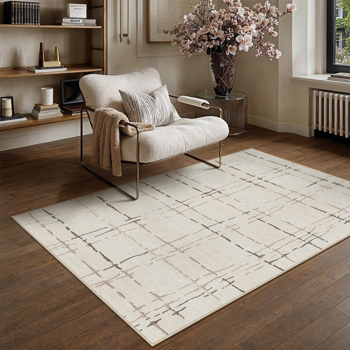 PureCozy 8x10 Beige Neutral Area Rug for Living Room Non Slip Carpet