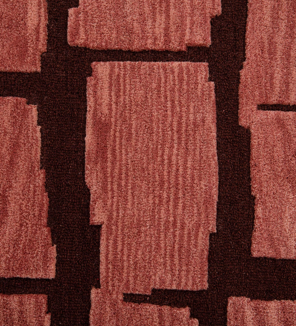 Handmade Woven Abstract Wall Art in Rust & Baby Pink
