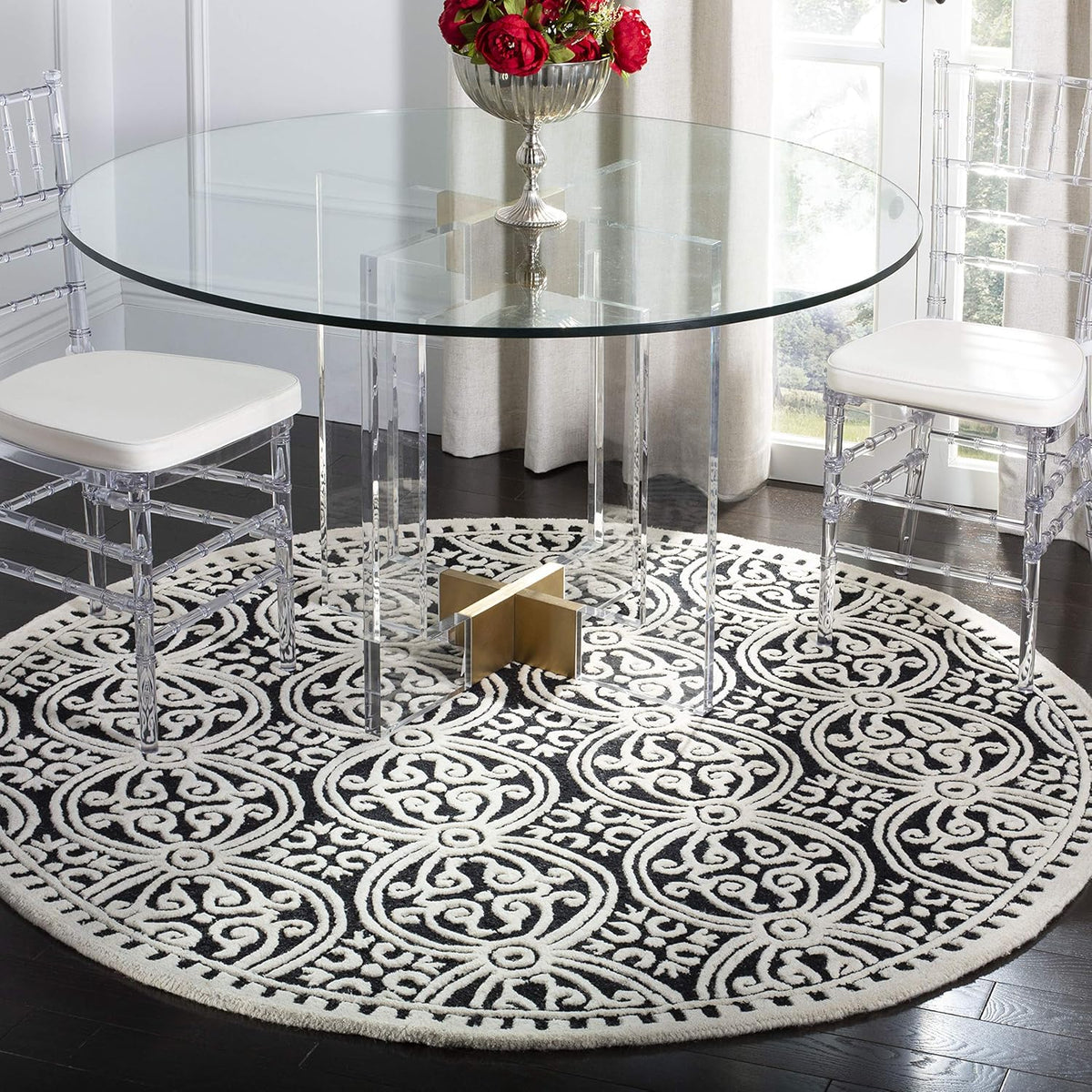 SAFAVIEH Cambridge Wool Area Rug 8'x10', Navy Blue & Ivory CAM123G