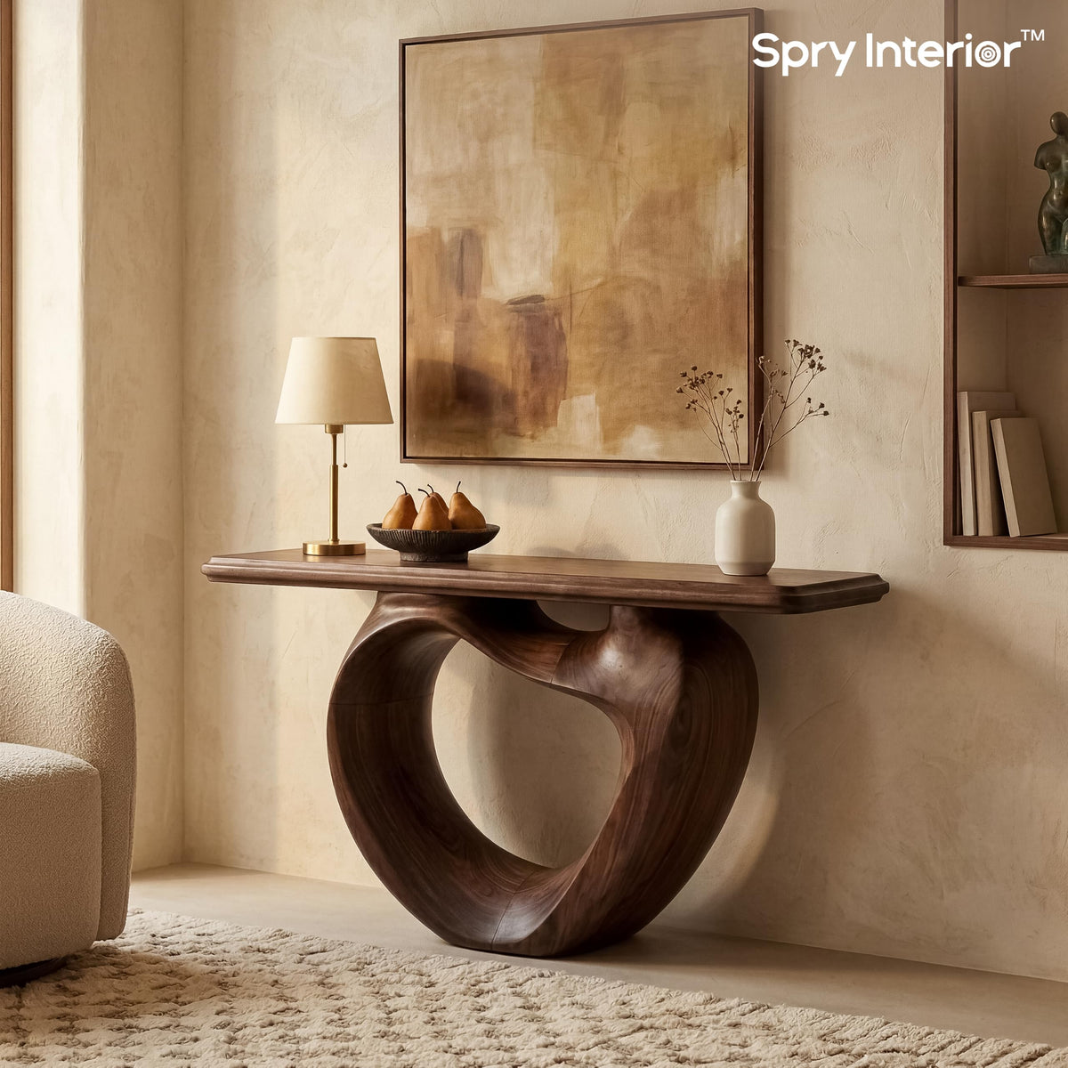 Monkey Pod Console Table No. 11, Hand-Carved Live Edge