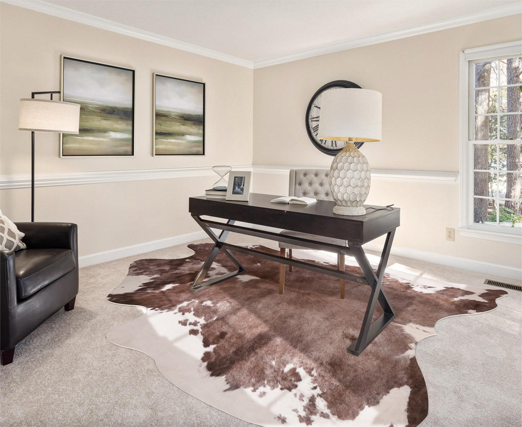 Faux Cowhide Rug 4.6x5.2 ft Cow Hide Faux Cowhide for Living Room Bedroom Dining