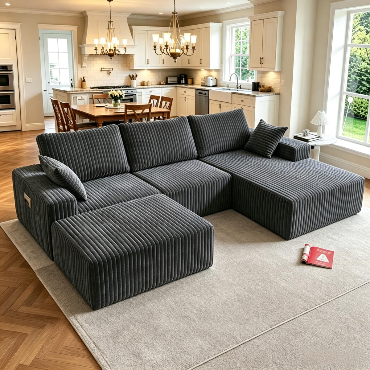 Modular L-Shaped Memory Foam Sectional Sofa