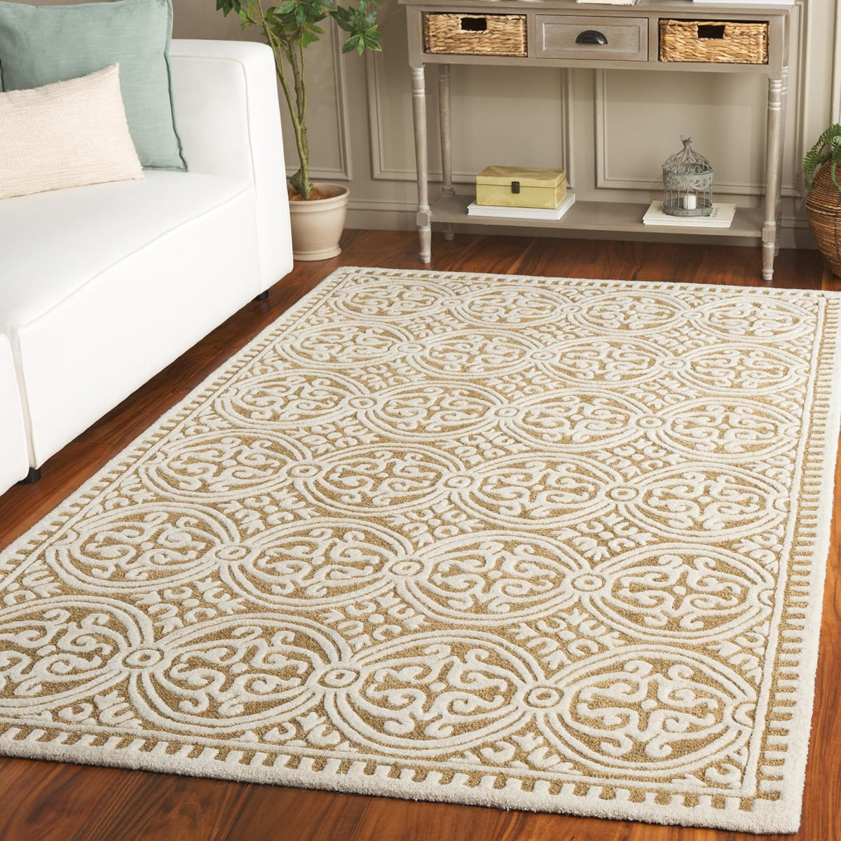 SAFAVIEH Cambridge Wool Area Rug 8'x10', Navy Blue & Ivory CAM123G