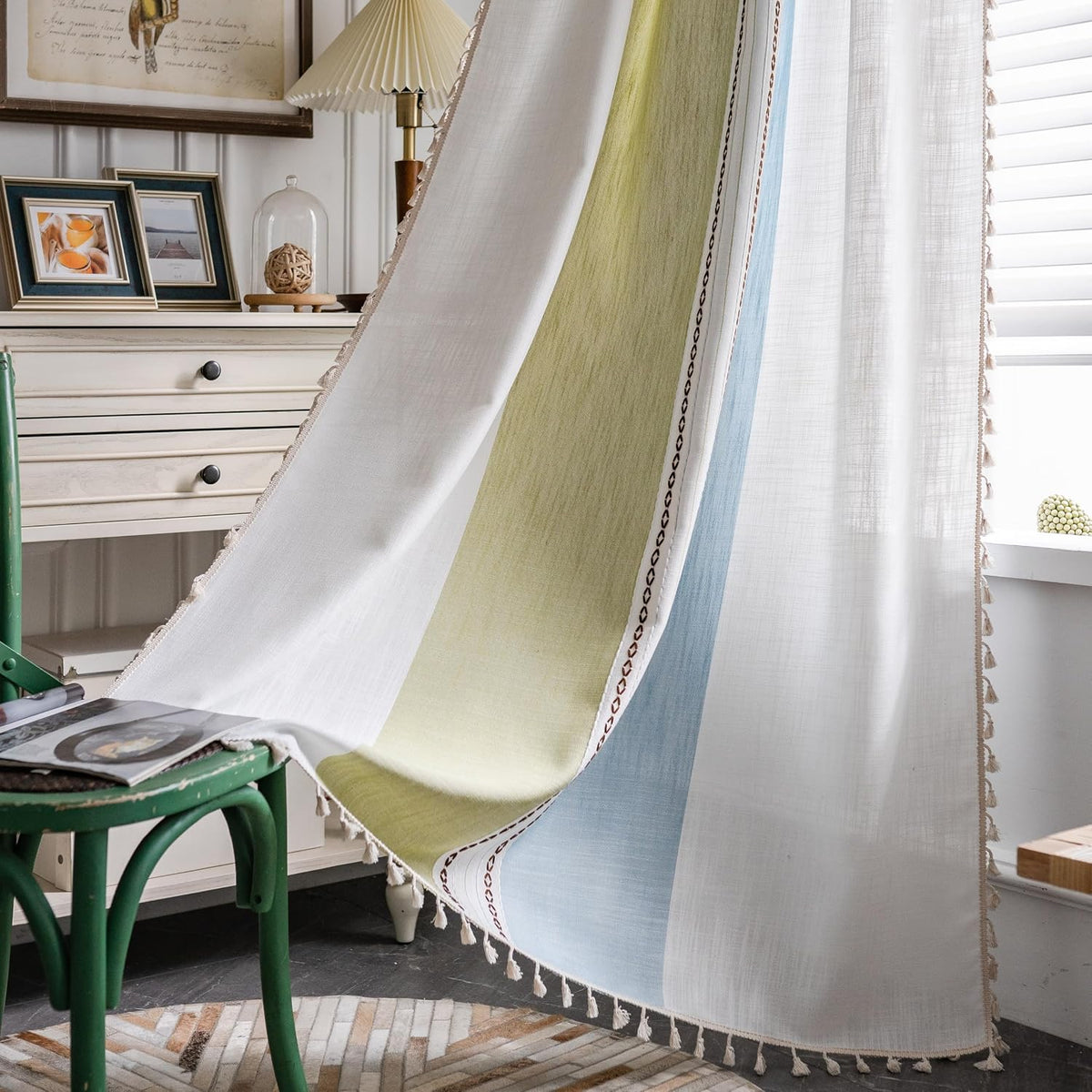 Boho Tassel Rod-Pocket Curtain Panel