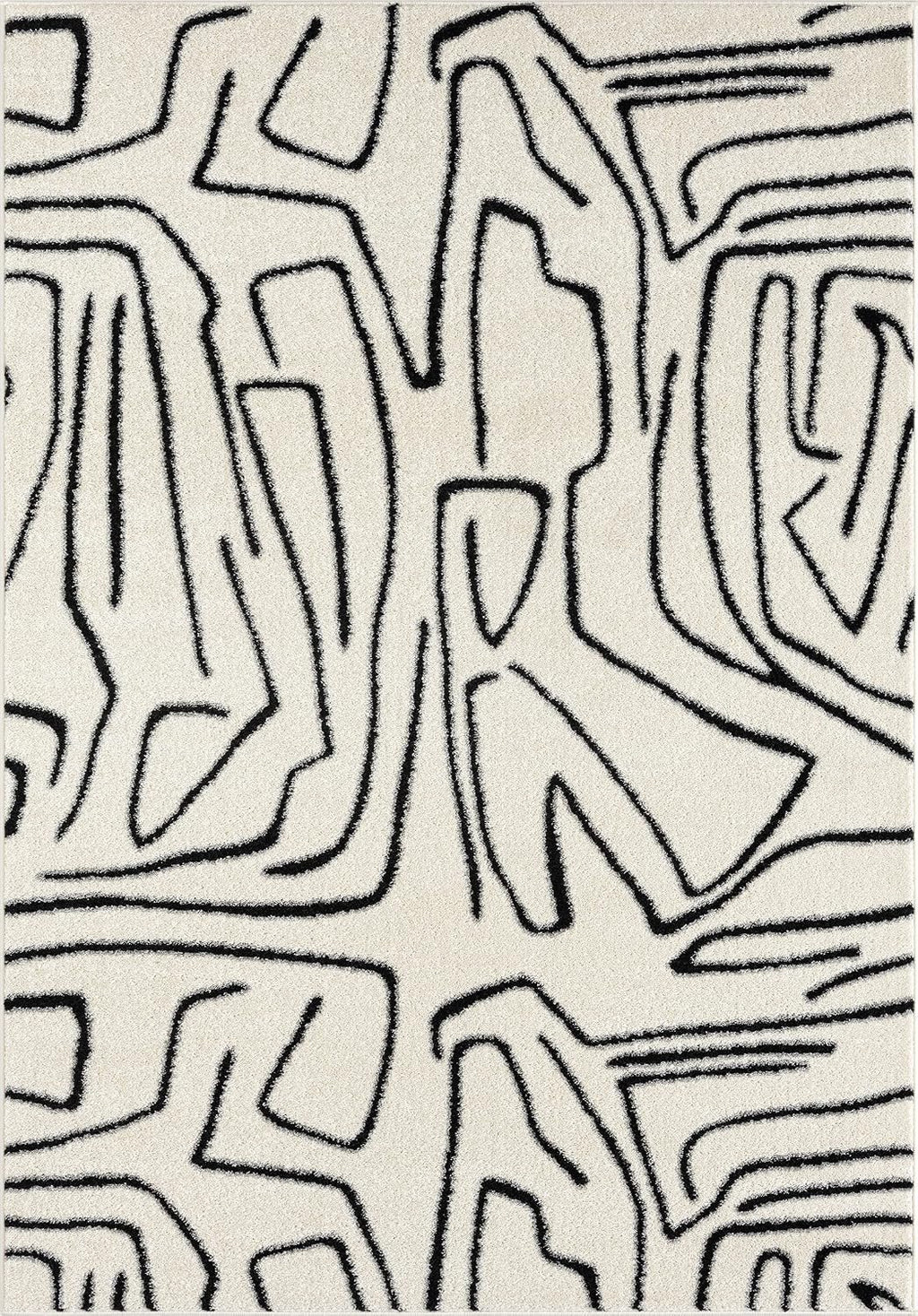 Abani Abstract Beige/Black Area Rug - 5'x8' - Modern Animal/Natural Lines Design -
