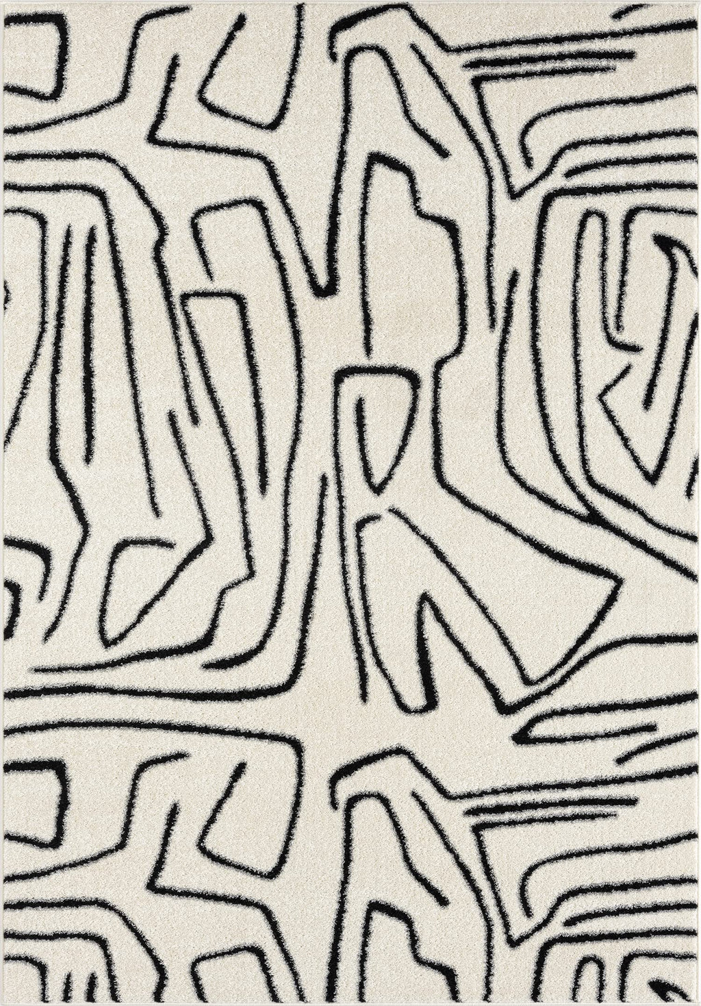 Abani Abstract Beige/Black Area Rug - 5'x8' - Modern Animal/Natural Lines Design -