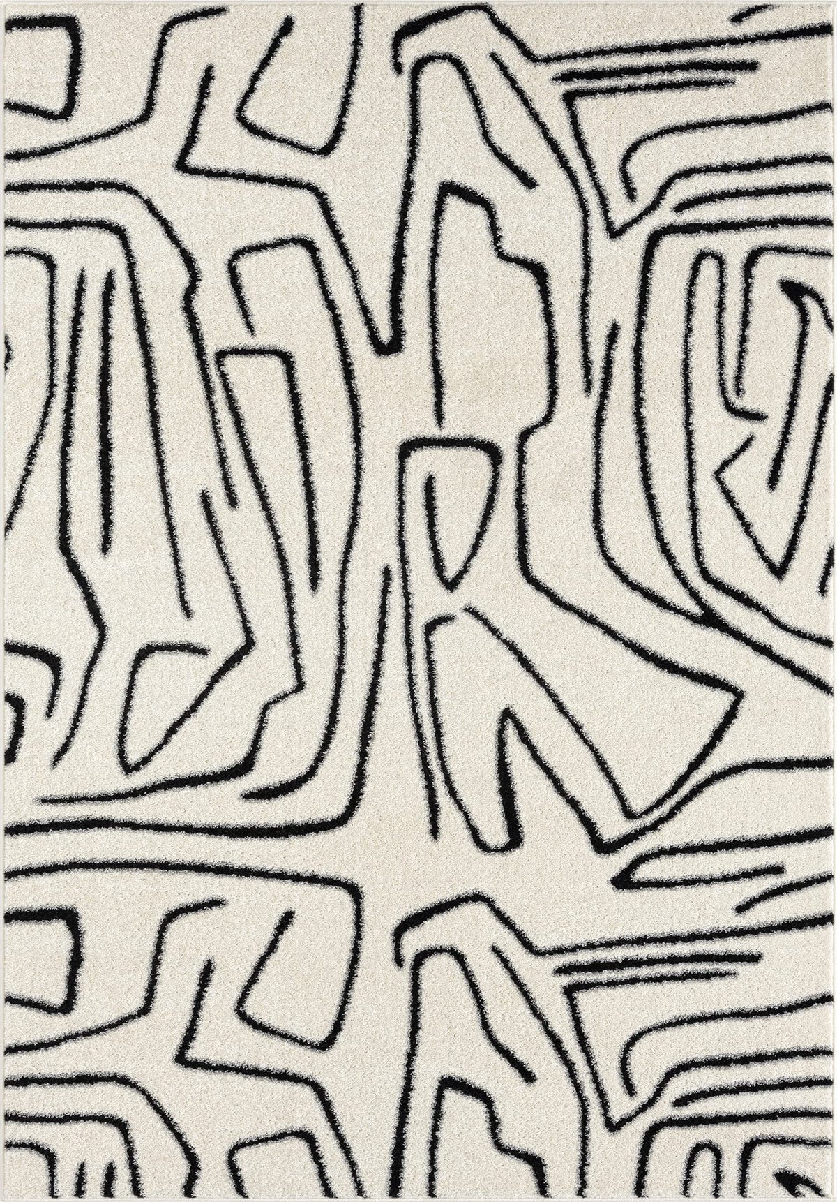 Abani Abstract Beige/Black Area Rug - 5'x8' - Modern Animal/Natural Lines Design -
