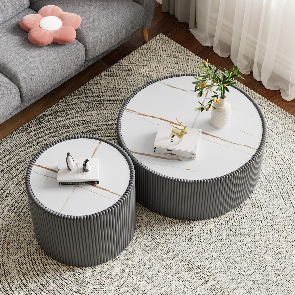Black Drum Nesting Coffee Table Set