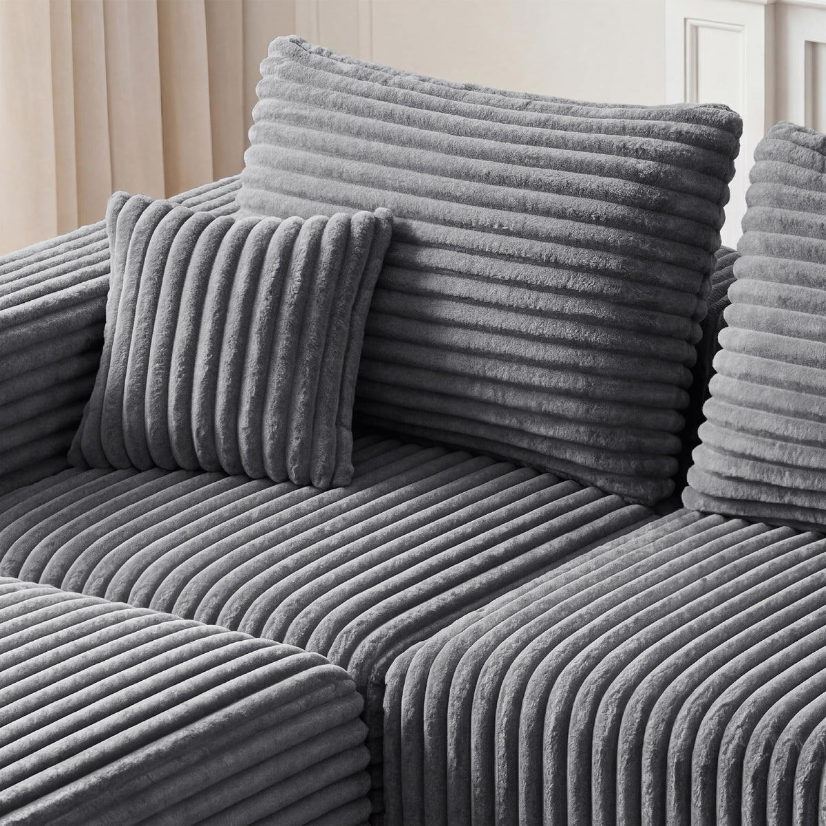 Modular Boneless Loveseat Sectional Cloud Sofa Comfy Deep Seat Corduroy Small Couch
