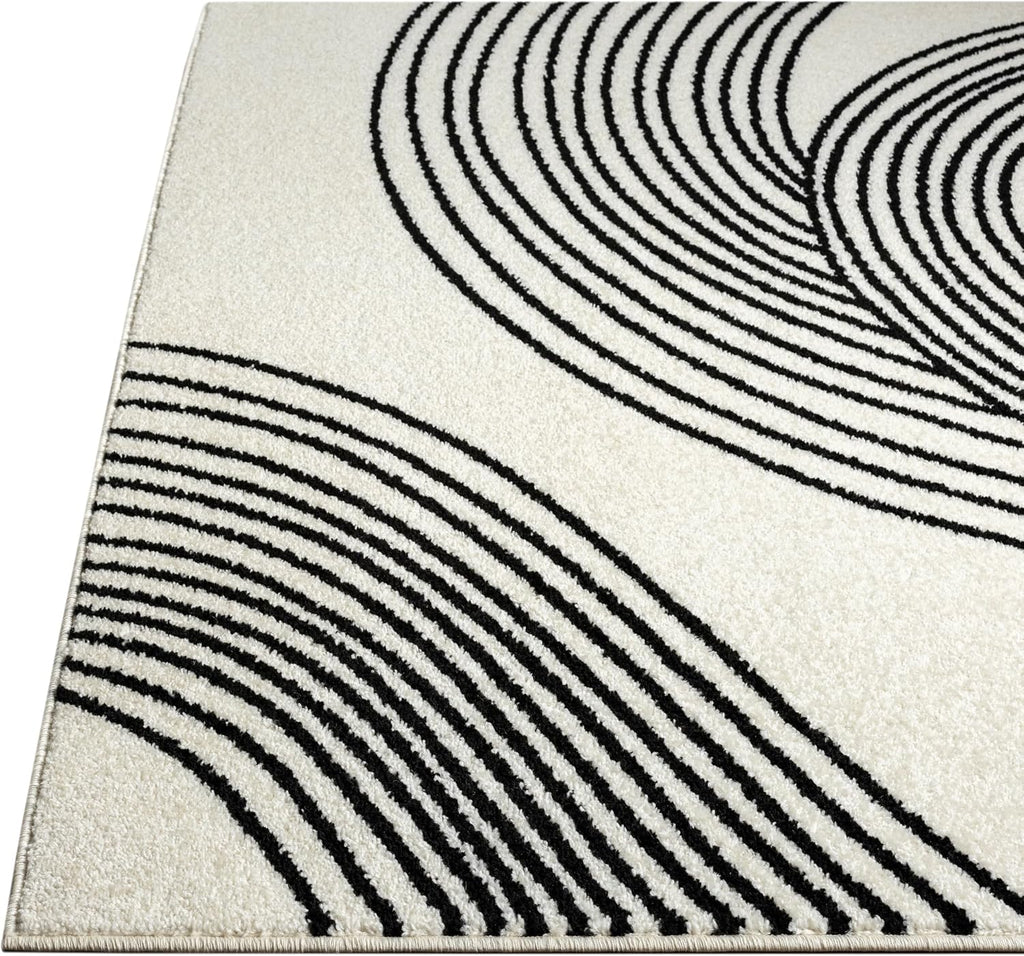 Abani Cream and Black Swirl Area Rug