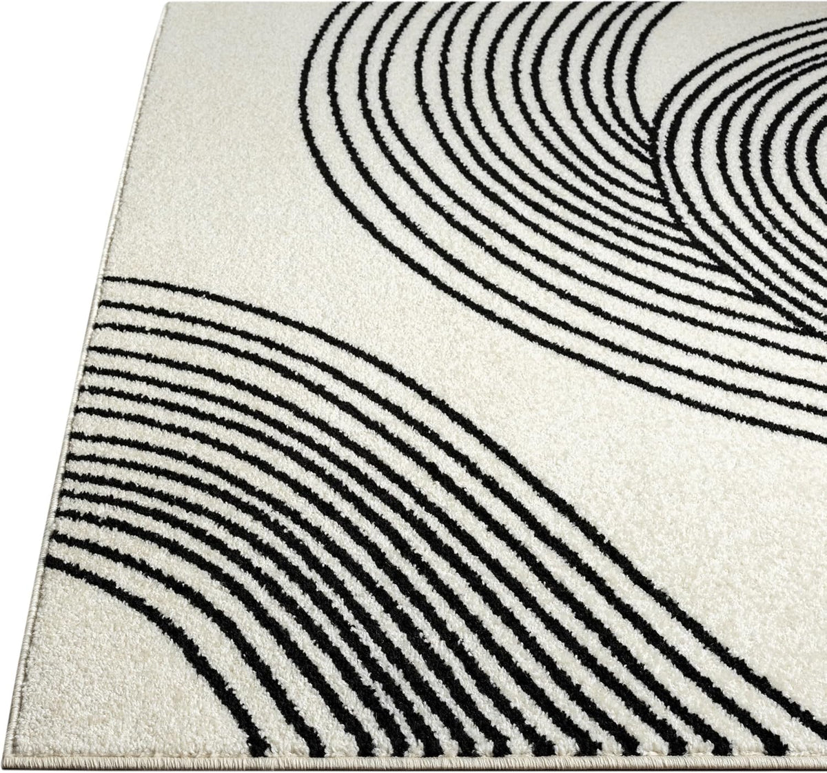 Abani Cream and Black Swirl Area Rug