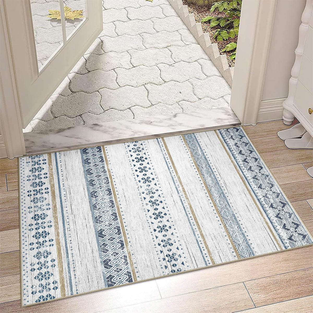 8x10 Washable Area Rugs for Living Room Boho Bedroom Rug Colorful/Black