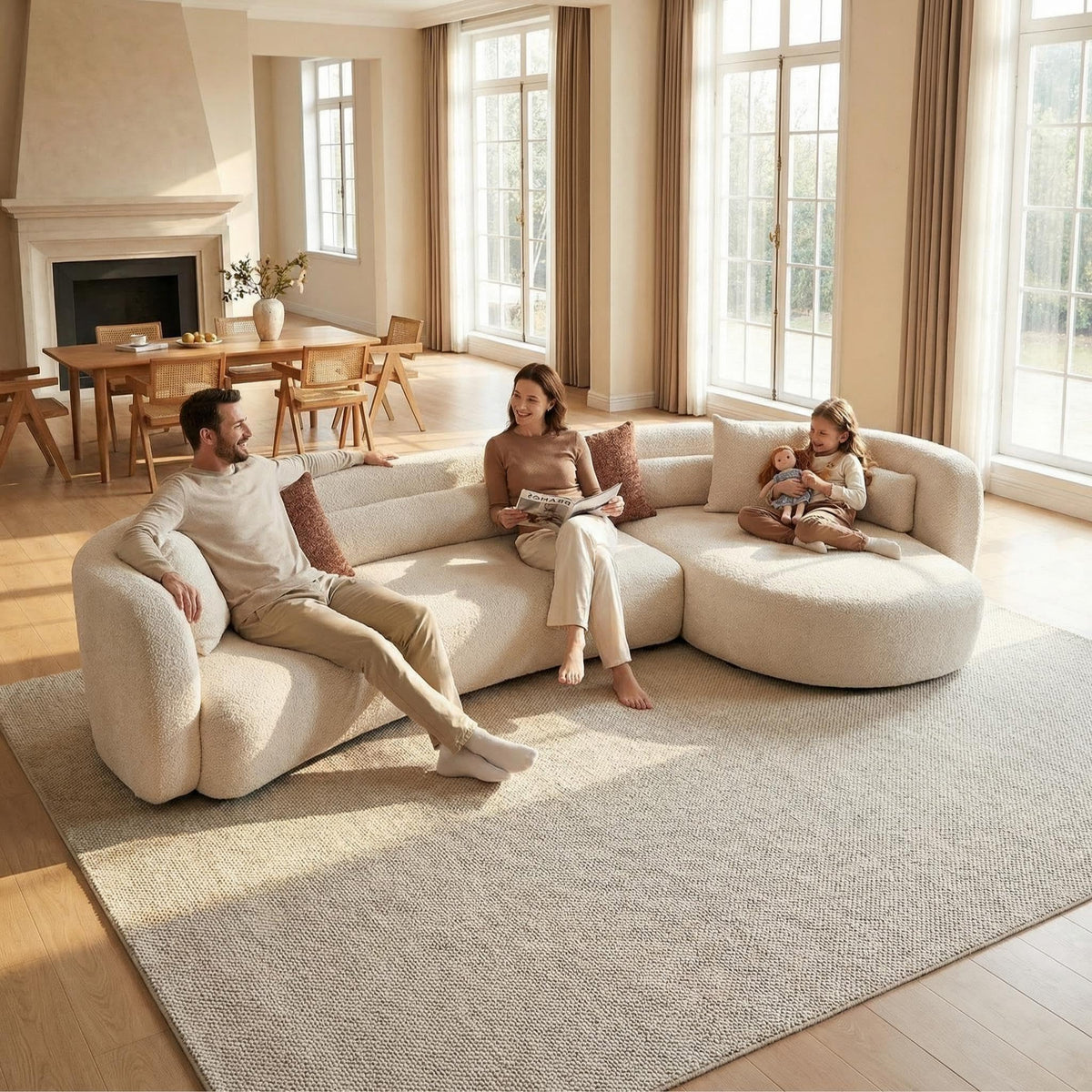 102.36" Curved Sectional Sofa, Gray Velvet 4-Seat Couch