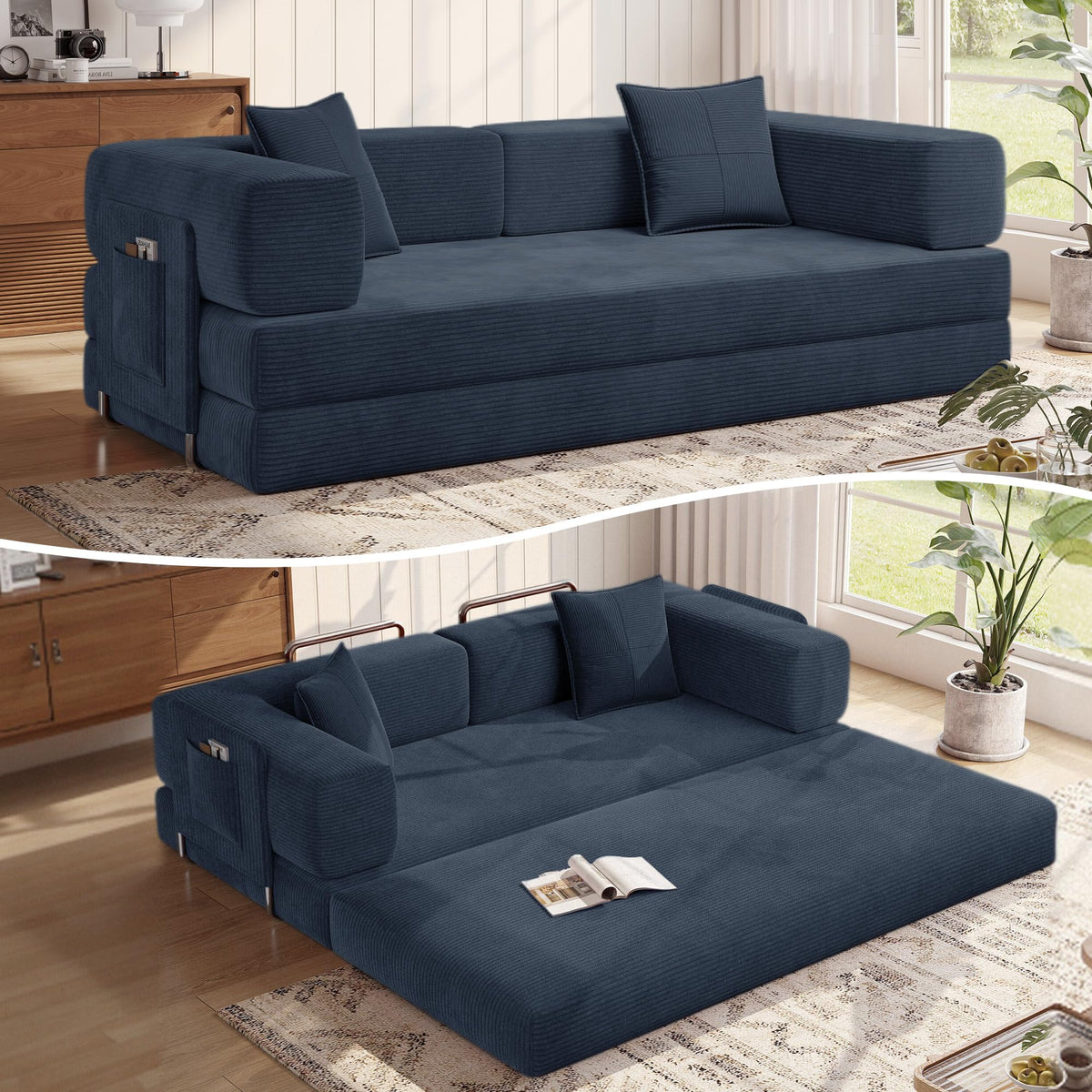78.8'' Futon Sofa Bed, Boneless Couches for Living Room